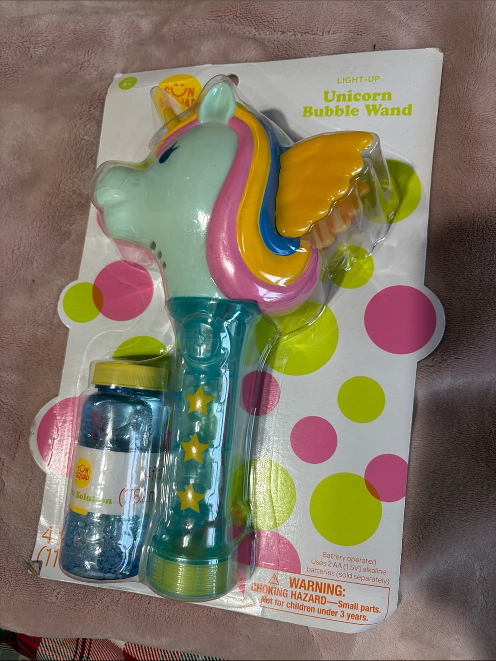 Light-Up Unicorn Bubble Wand - Pastel Mint, Pink, Yellow